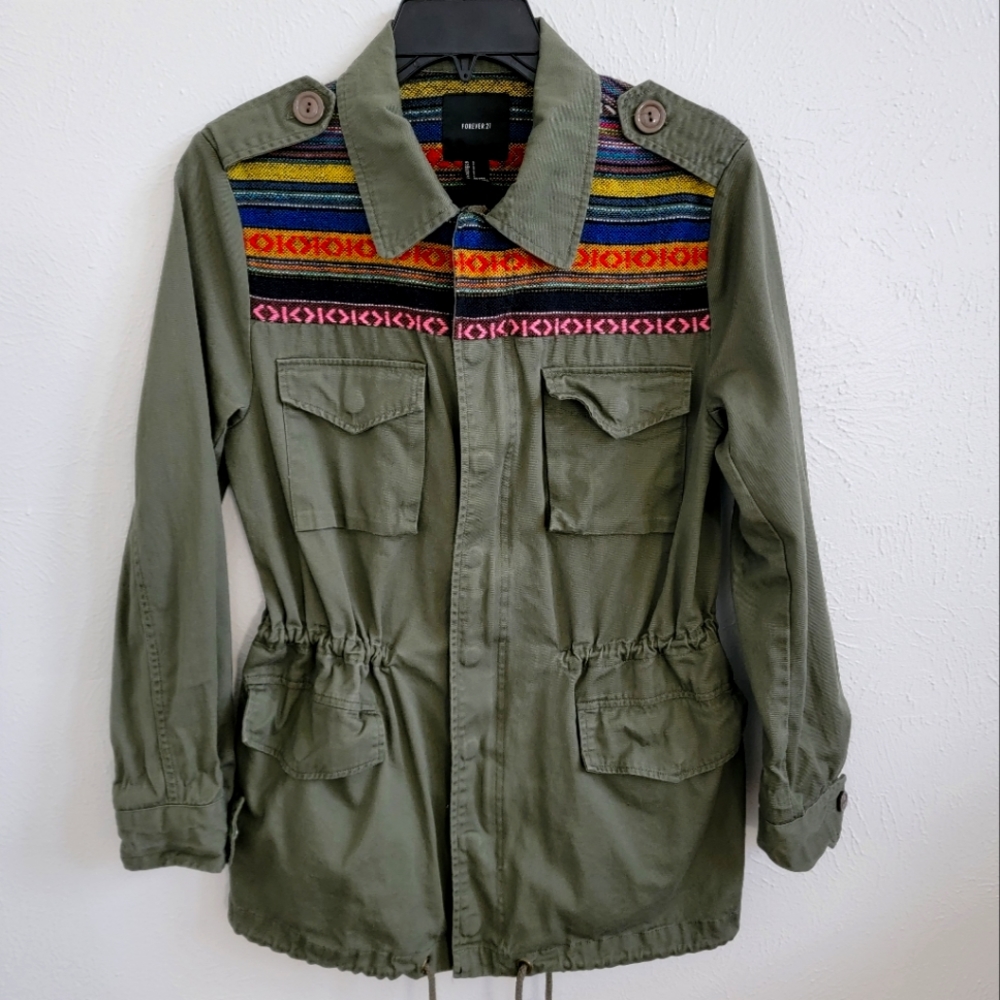 Forever21 Military Utility Jacket Olive Army Green Size Small